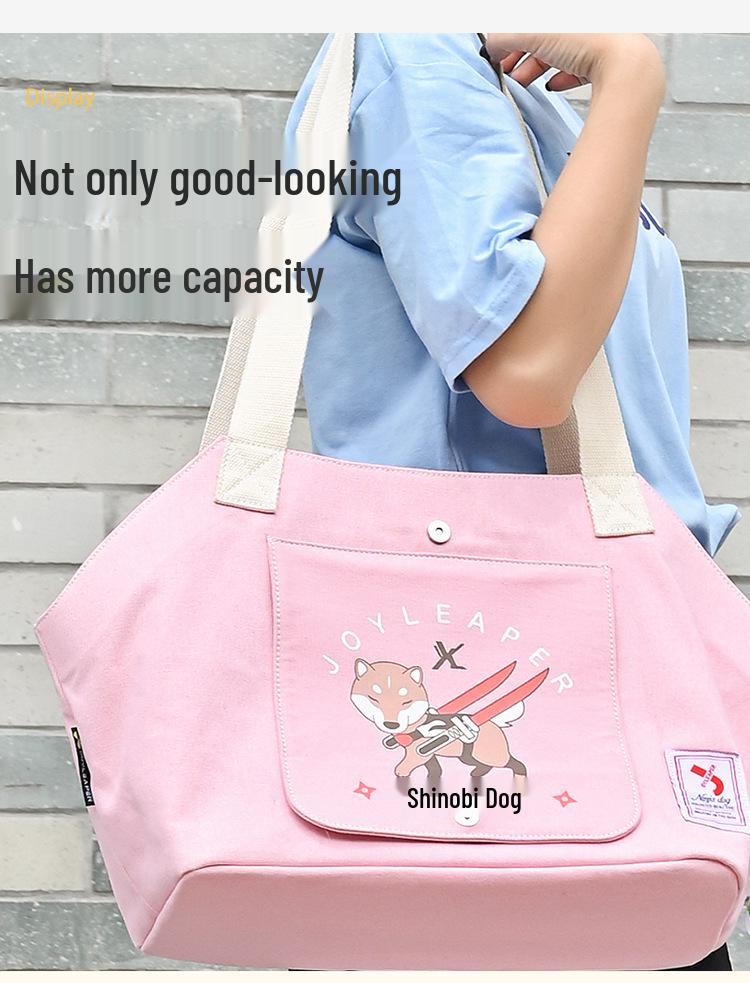 One-Shoulder Lightweight Canvas Crossbody Bag for Small Dog Outings