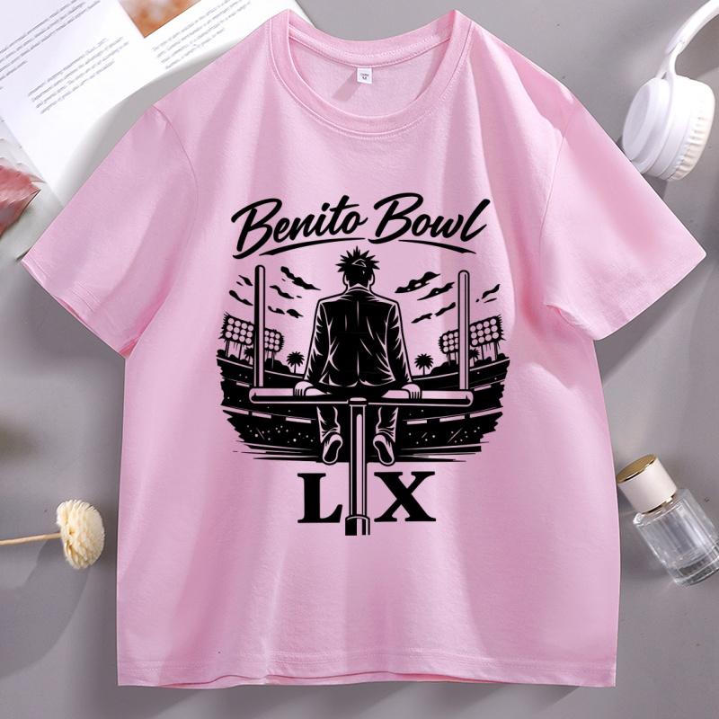 Bad Bunny Benito Bowl LX Stadium T Shirt for Unisex Women Casual Round Neck Tshirt Cotton Short Sleeve Loose Streetwear Clothes