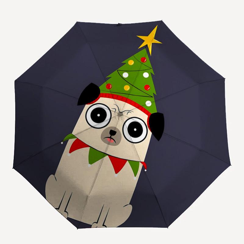 

1pc Christmas Pug Automatic Folding Umbrella - Compact 8-Rib Design, Durable Plastic & Iron, Lightweight for Outdoor Daily Use217