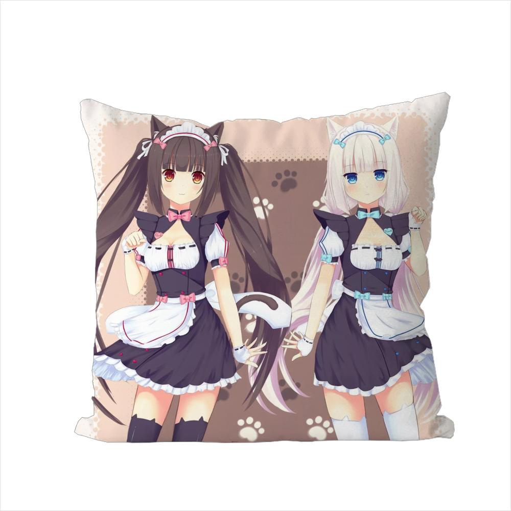 NekoPara Pillow Case For Car Sofa Decorative Home Doublesided Print Plush Square Throw Pillow Cushion Cover