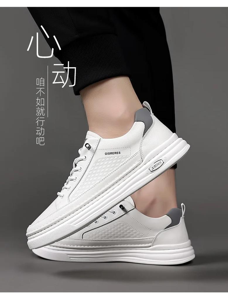 Frühling Neue Schuhe für Herren Echtleder Freizeitschuhe Mode Flache Skateboard-Schuhe Jugendmode Sneaker