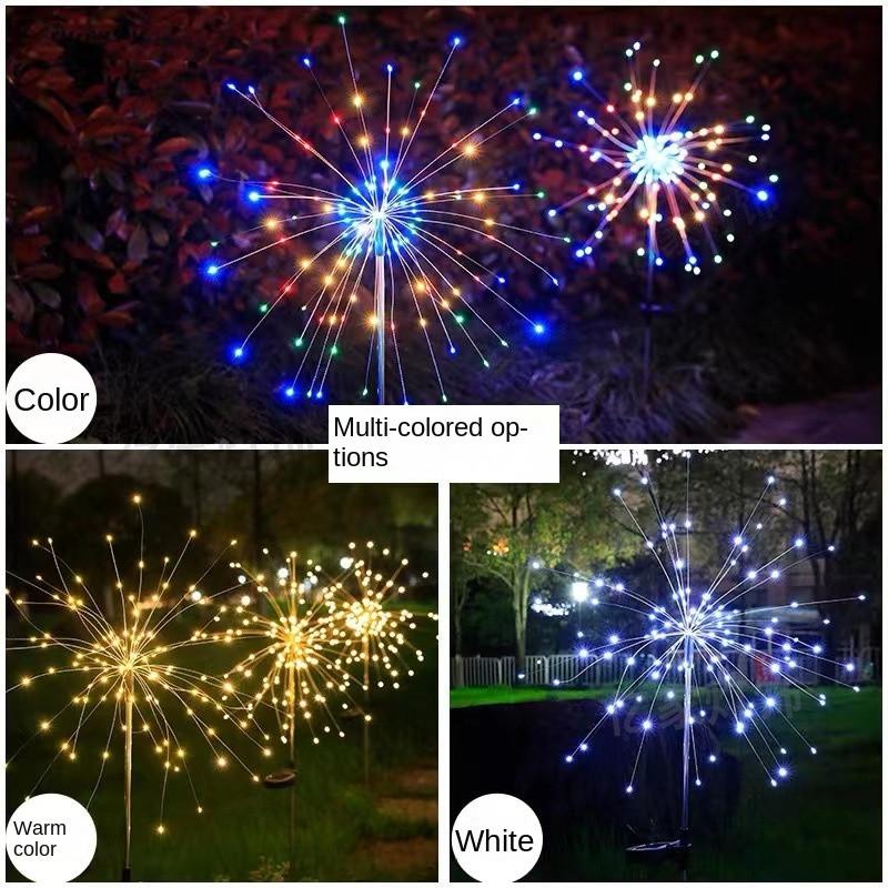 LED Solar Power Firework Lights Garden Decoration Fairy Lights Waterproof Outdoor Dandelion Lawn Lamp for Patio Garden Decor