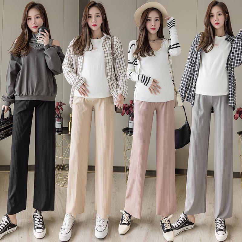 2026 Spring Maternity Wide-Leg High-Waisted Floor-Length Tummy Support Pants M