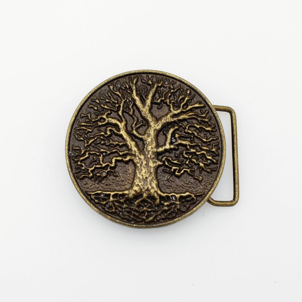 Western Denim Carved Belt Buckle Punk Cross Board Buckle Big Tree Leather Belt Buckle Ethnic Style Smooth Buckle