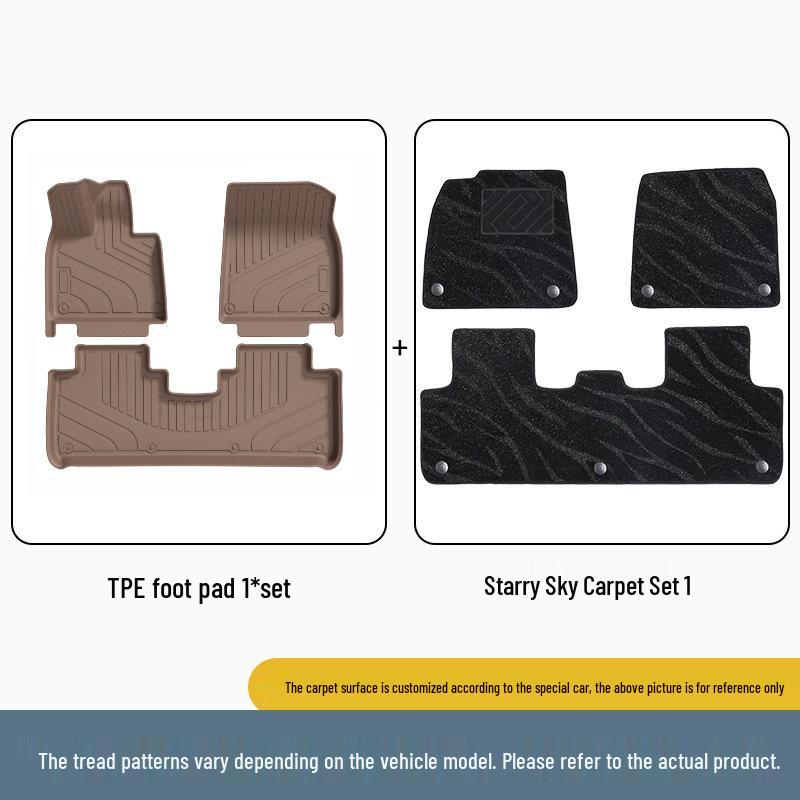 Ideal i8 Car Floor Mats Set - Black/Orange TPE, Fits 25 Models, Includes Trunk Mat.