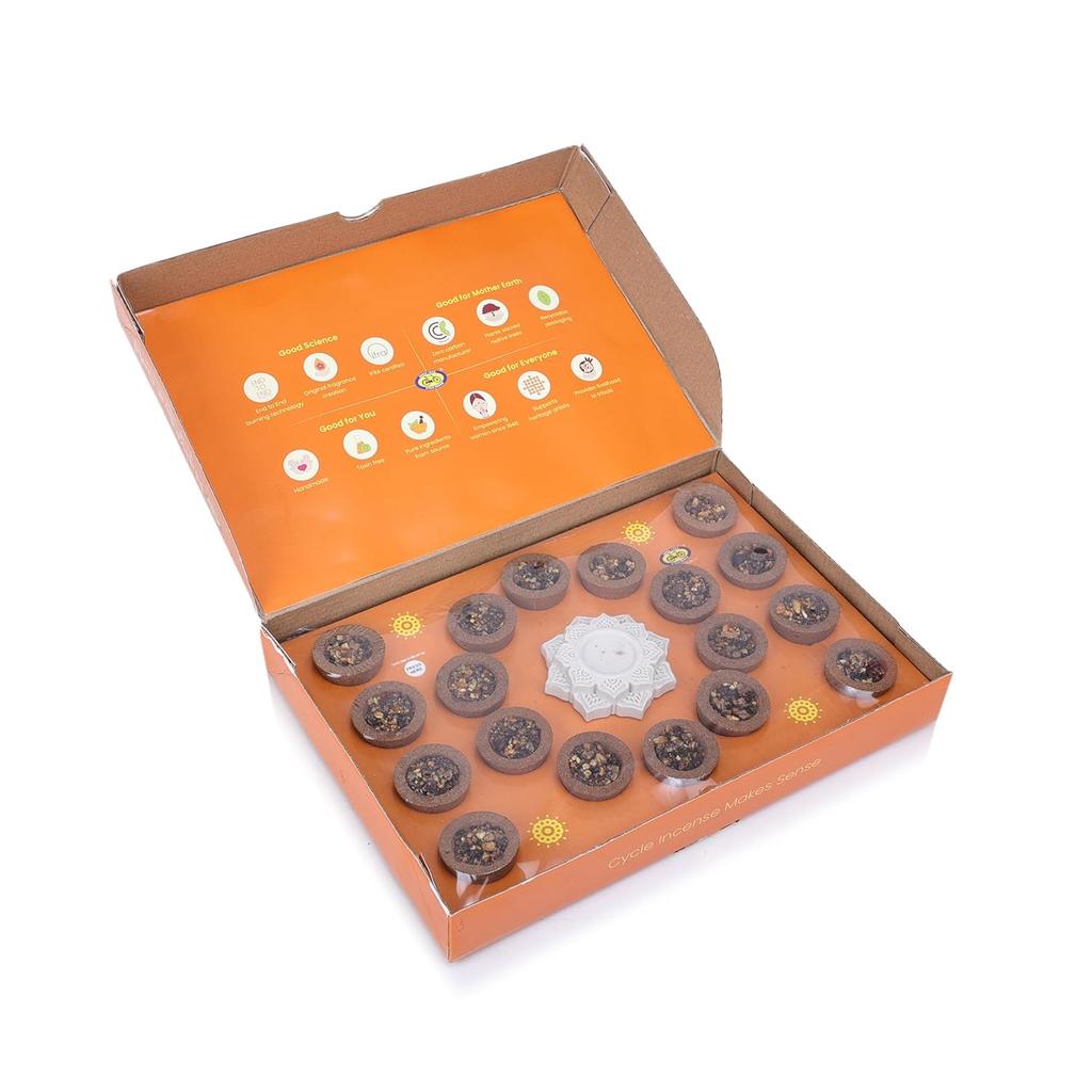 Cycle Pure Naivedya Gold Sandalwood Sambrani Dhoop Cups 18 Pcs Charcoal-Free Havan Rituals