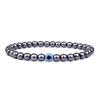 MKENEDN 6mm Natural Stone Beads Evil Eye Bracelet Reiki Hematite Elastic Bracelets For Men Women Hand Jewelry Pulseras Homme