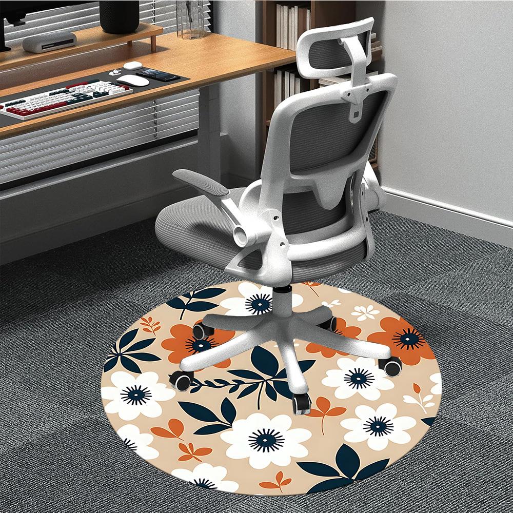 

1PC Floral Pattern Chair Carpet for Office, Indoor Non-Slip Washable Carpet, Soft Comfortable Mat For Office Room yy250930181 80cm by 80cm