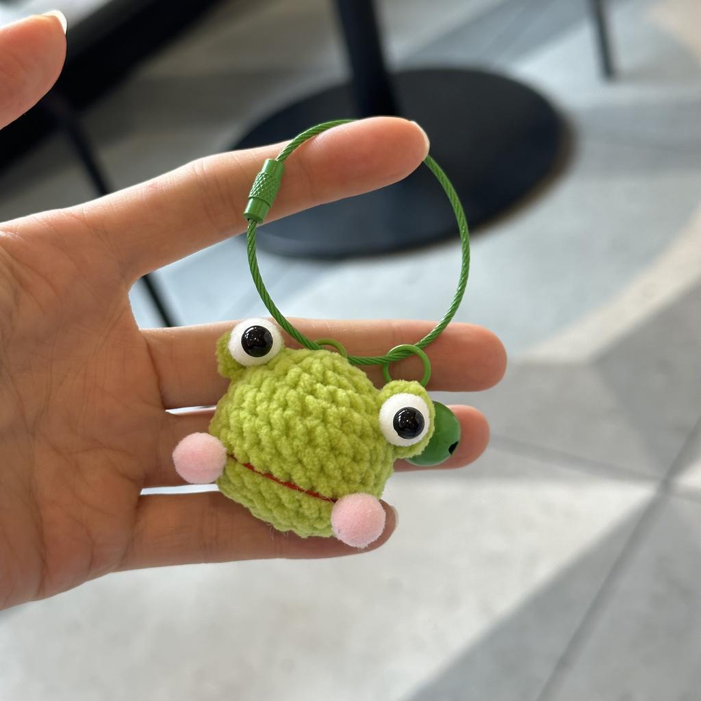 4cm Cute Crochet Keychains Knitting Funny Frog Keychain Creative Key Holder For Keys Storage Bag Knitted Doll Keyrings Wholesale