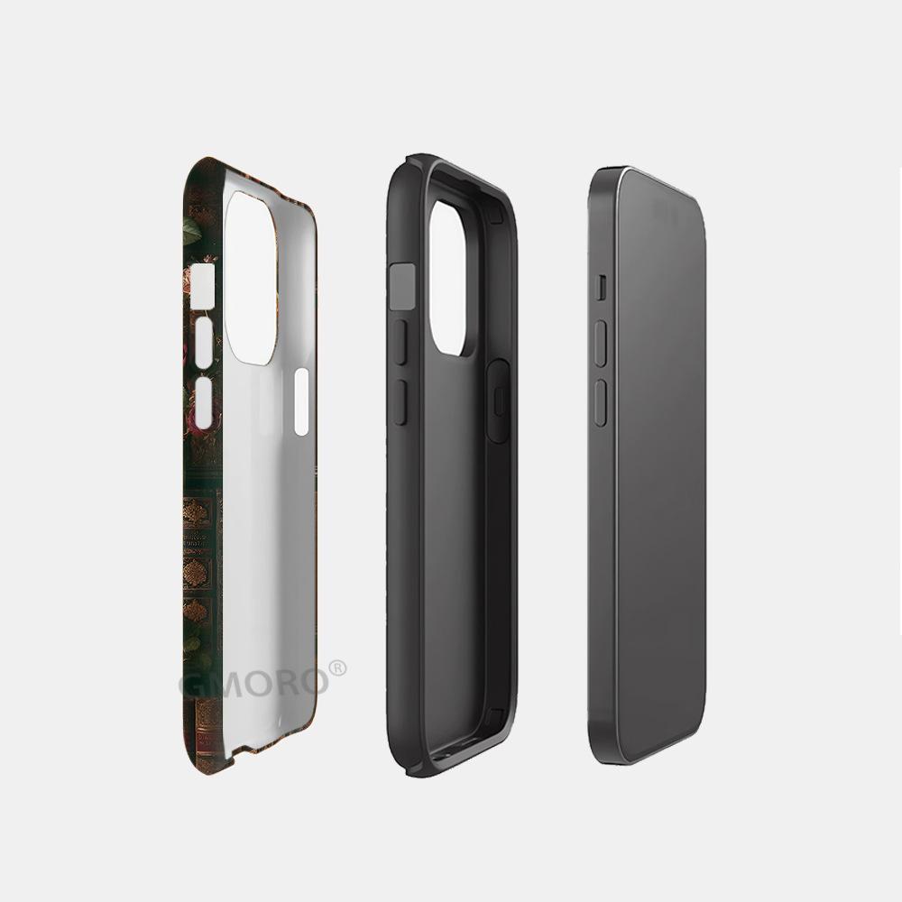Processed literary and artistic fan retro rose bookshelf flower apple 16 magnetic mobile phone case iPhone17 protective case
