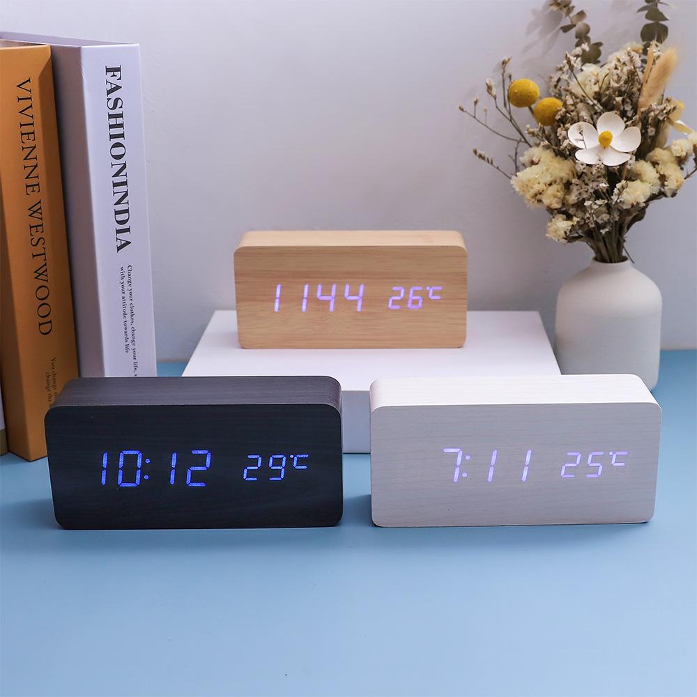 Creative Sound-Activated Wooden Clock - Multifunctional Home & Student Gift