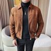 2025 Winter Men's Retro Faux Suede Lapel Motorcycle Leather Jacket - Korean Style Casual Cool Streetwear.