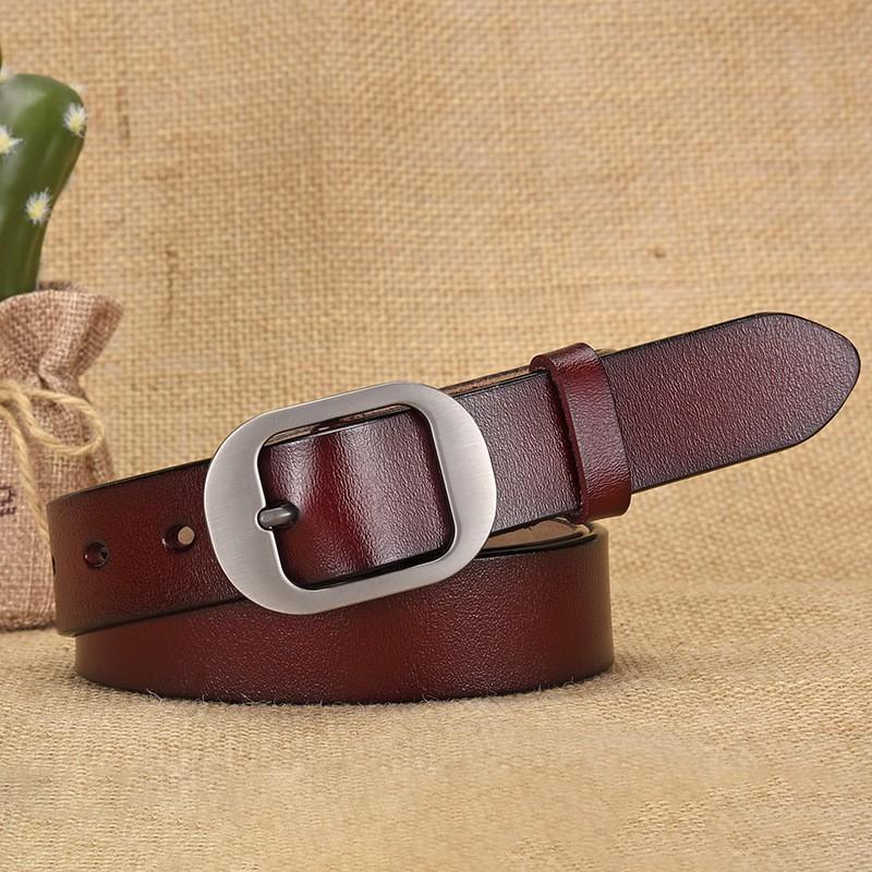 Womens Vintage Leather Belt With Alloy Pin Buckle Retro Style Jeans 2-4cm Width Genuine Cowhide