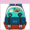 Kids Nylon School Backpack With Cartoon Car Print And Breathable Design For Toddlers