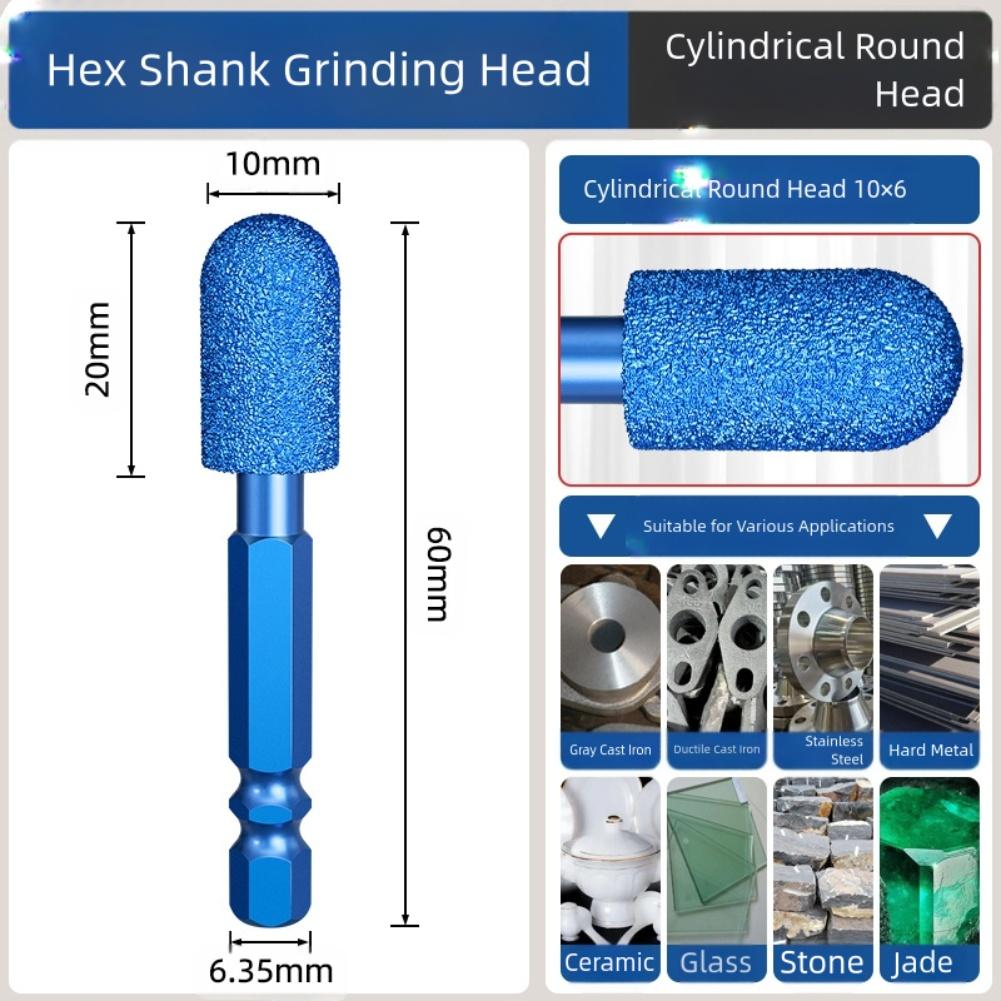 Grinding Head Hex Shank Rotary File For Polishing Stone Glass Carving Abrasive Tools Steel Alloy Milling Cutter