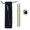 Reusable Drinking Straw Set Wedding Decoration Metal Straw Stainless Steel Straw Straight Straw Birthday Party Lovers Supplies With Pouch Bag