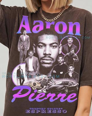 Aaron Pierre Vintage Actor Portrait Collage Comfort Colors® TShirt and Kids Tshirt, Purple Bootleg Celebrity Fan Gift Tee