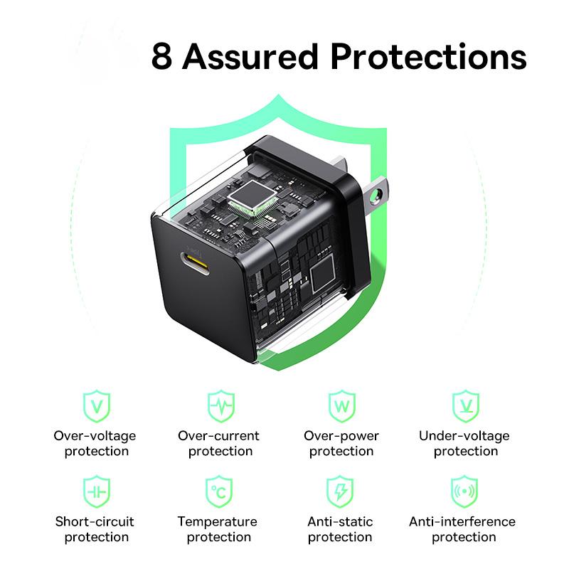 BASEUS Palm Fast Charger 30W Type-C Single Port US Plug Wall Charging Adapter with 60W Type-C Cable