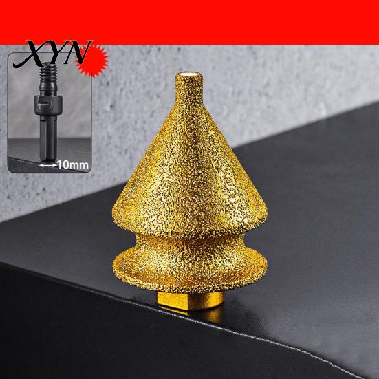 Ceramic Tile Drill Bit Diamond Chamfering for Grinder, 4-in-1 Hole Saw, Beveling Grinding Head Chamfering/Hole Enlarging/Polishing/Arc Trimming,