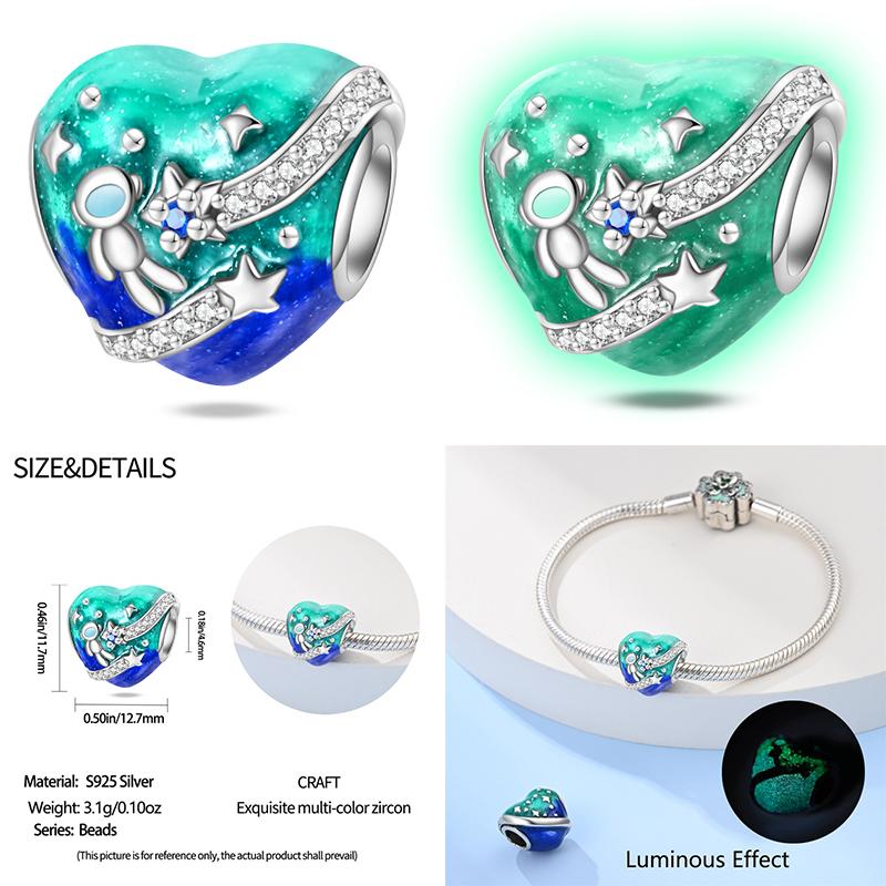 Copper Luminous Astronaut Planet Spaceship Elf Deer Charms Beads Fit Diy Original Bracelets Necklace Jewelry