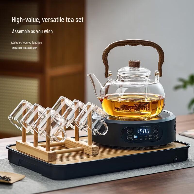 YIHUTEA Mountain River Glass Teapot Set with T12 Electric Stove