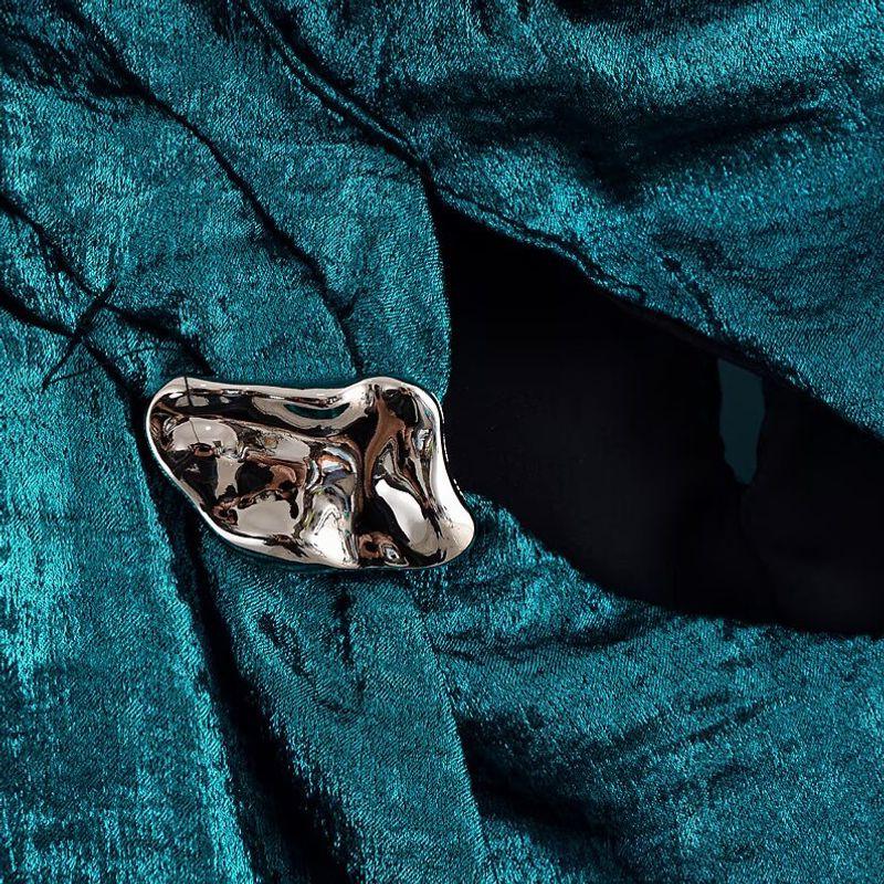 Kaslead New Women clothes Western Style Fashion Gold Inlaid Silk Texture Dress 2774898