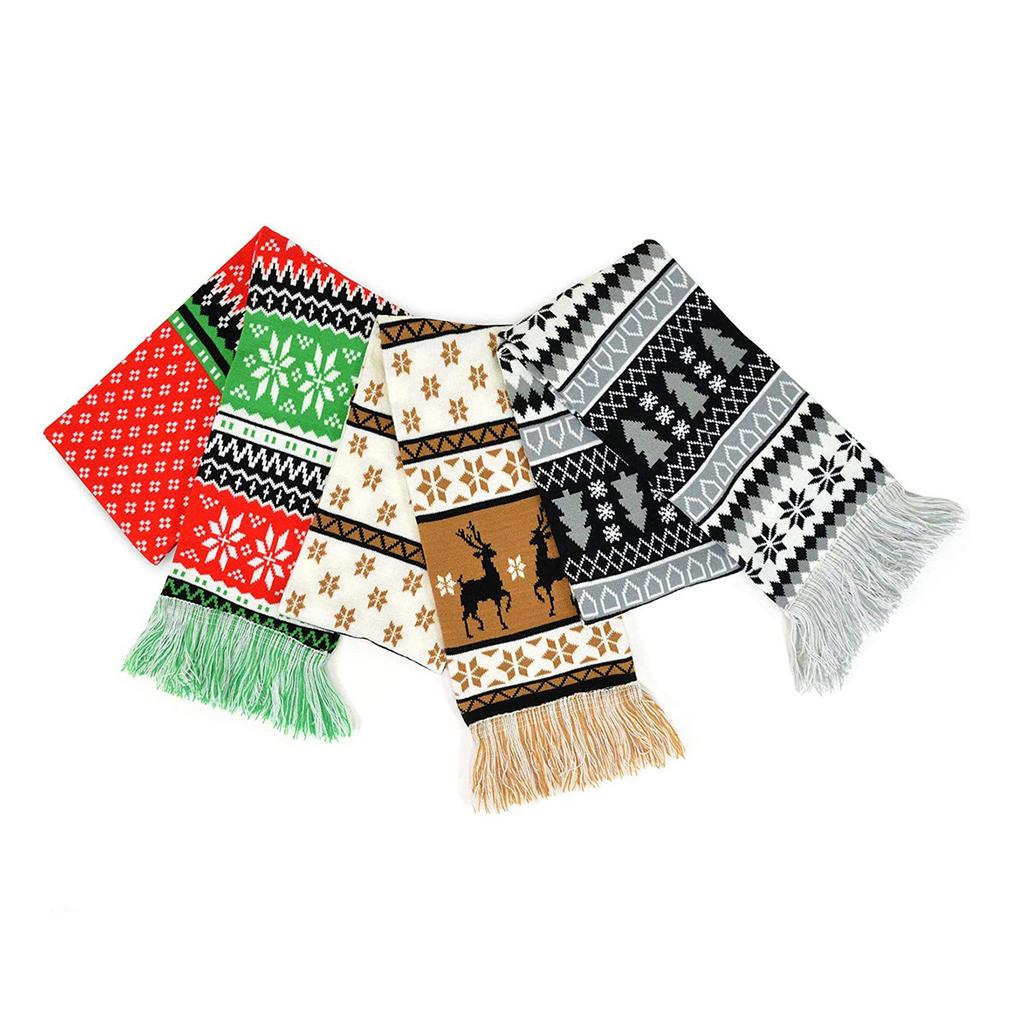 Christmas scarf, new 2025 style double-layer thermal scarf, jacquard knitted scarf