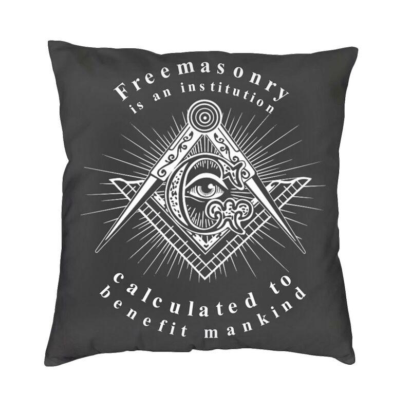 Square Compass And Checkers Pillow Covers Decoration Modern Masonic Freemason Cushion Decoration Salon Square Pillowcase