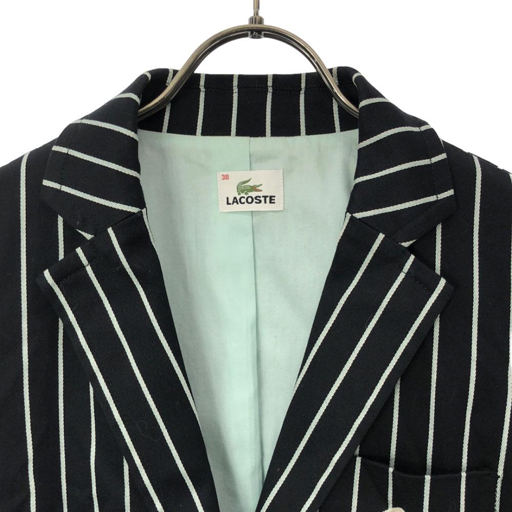 Lacoste Stripe Tailored Jacket 38 Black Embroidery Women Used