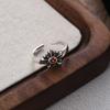 Unique Retro-inspired Adjustable Copper Ring For Women Featuring Elegant Zircon Stones