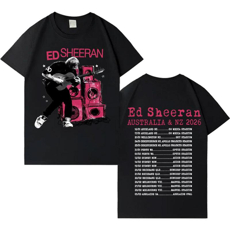 2026 Australian Punk Music Tour Ed Sheeran Double Sided Print Trendy Tshirts Hipster Mens Womens Cotton Crewneck Loose T Shirts