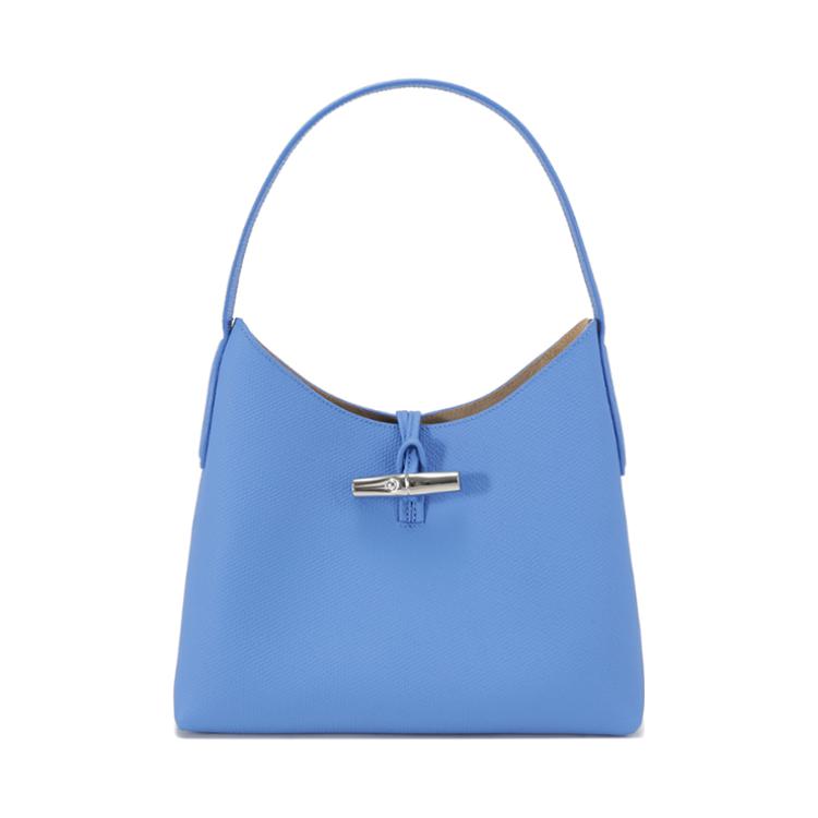 

Longchamp Le Roseau Solid Bamboo Simple Leather Underarm Tote Shoulder Bag Medium Women Bags Navy-Blue 10153HPN487 Basic Set (Bag+Dust Bag)