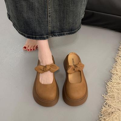 Thick-bottomed Bow Bag Head Half Slippers Women's Outer Wear 2025 New Spring and Summer One-pedal French Mary Jane Sandals