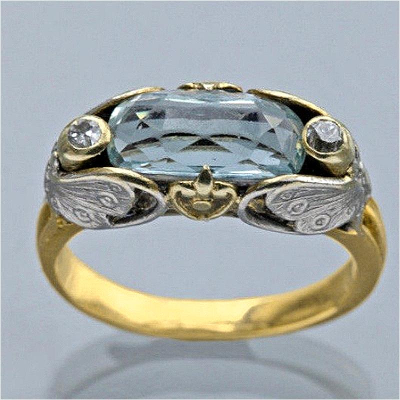 Vintage Handmade Butterfly with Blue Synthetic Zirconia Two Tone Ring Women's Elegant Exquisite Banquet Anniversary Fine Jewelry