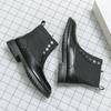 Trendy green cloth panel Chelsea boots Men's short boots Pointed leather shoes Versatile Casual Boots Daily Party Dress Shoes