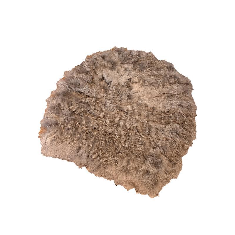 Thickened and Warm Real Rabbit Plush Fur One Piece Knitted Hat for Women In Winter  Versatile Knitted Toe Cap Woolen Hat for Cold Protection