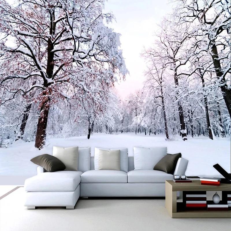 Custom 3D Wallpaper Home Decor Snow Scenery Forest Large Mural Art Wall Painting Living Room Bedroom Background Photo Wall Paper