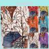 Elegant Women's Autumn Chain Print Long Sleeve Ol Shirt With Retro Design