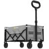 60L Foldable Festival Trolley on Wheels, Collapsible Wagon Cart with Drop-Down Tailgate, Adjustable Handle, Grey
