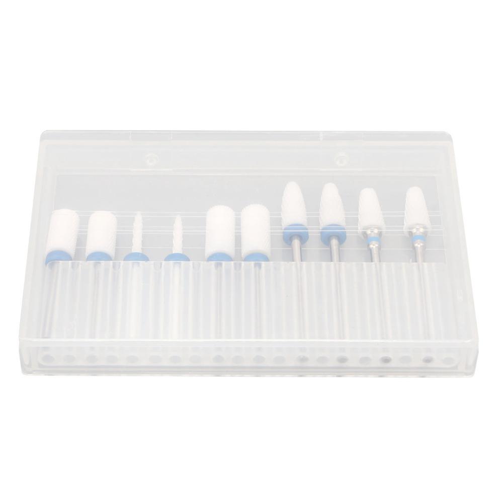 10pcs Ceramic Ceramic Nail Drill Bit Set  Nail Surface Polishing And Shaping