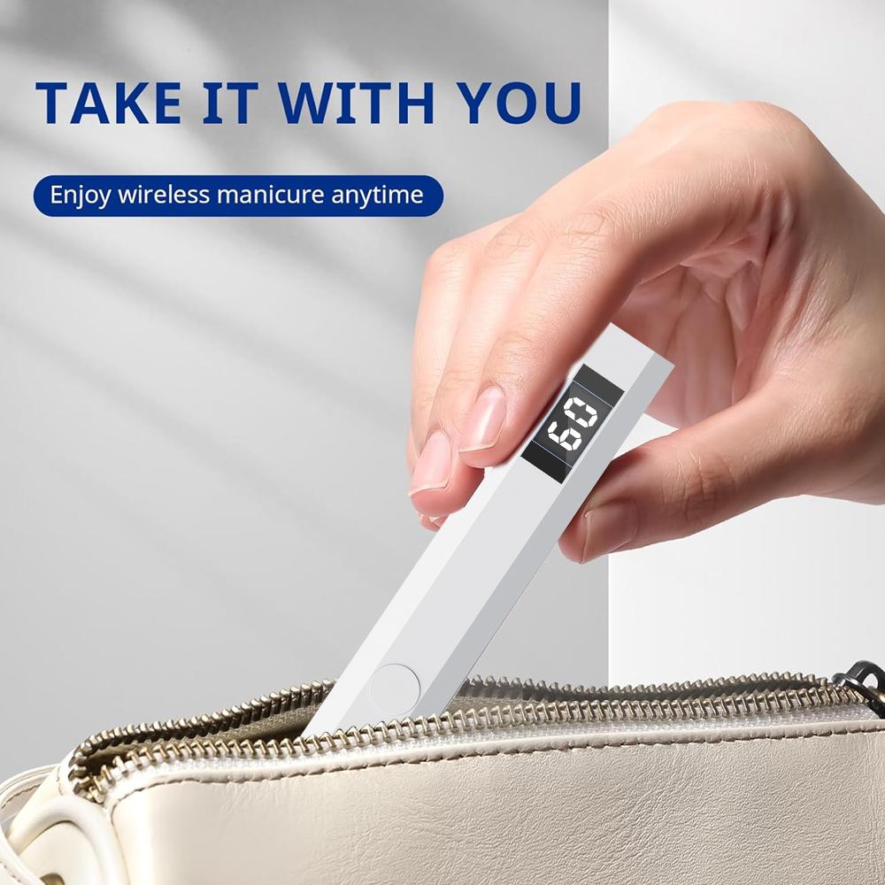 Timing Display Mini Handheld UV Light for Gel Nails, Rechargeable LED Nail Lamp with 20s/60s Timer for Flash Cures and Quick Dry