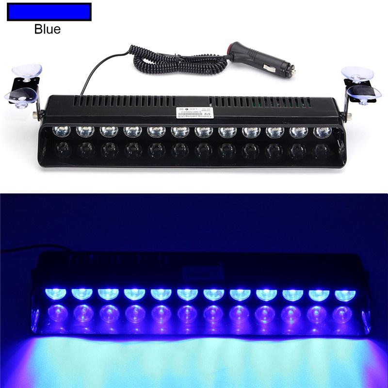 DC 12V 12LED Car Strobe Flash Light Windshield Car Front Gear Sucker Dash Emergency Warning Fog Lamp Red Blue White  Yellow