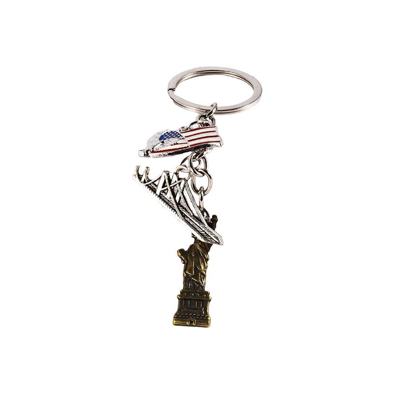 American Statue Of Liberty Landmark Tourist Souvenir Creative National Flag Pendant European And American Metal Keychain