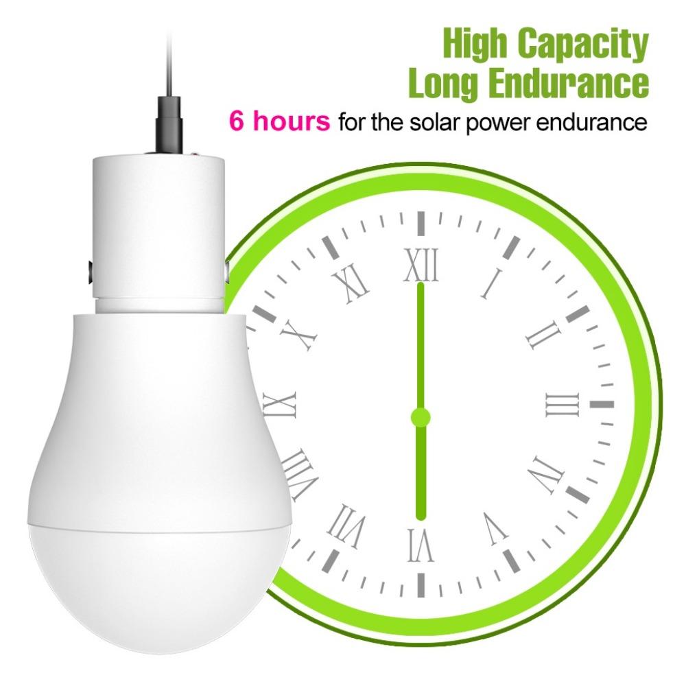 LED Solar Bulb Outdoor Camping Lamp Garden 15W Rechargeable Charge Light Courtyard Decoration Hanging USB Indoor Emergency Bulbs