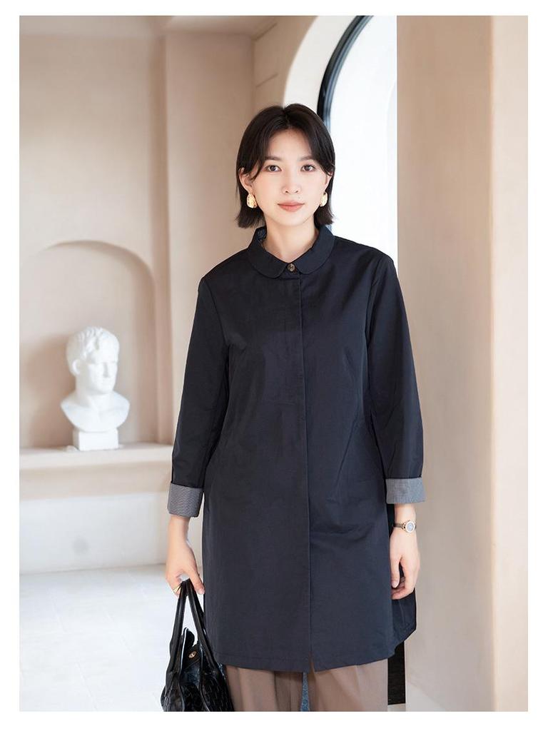 YUN Damen Midilanger Trenchcoat - Lockere Passform, Revers, Einreihig, Lässiger vielseitiger Stil für Frühling und Herbst