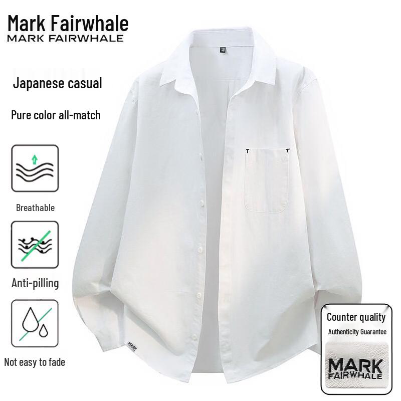 Mark Fairwhale Men's Casual Loose Fit Long-Sleeve Cotton Shirt