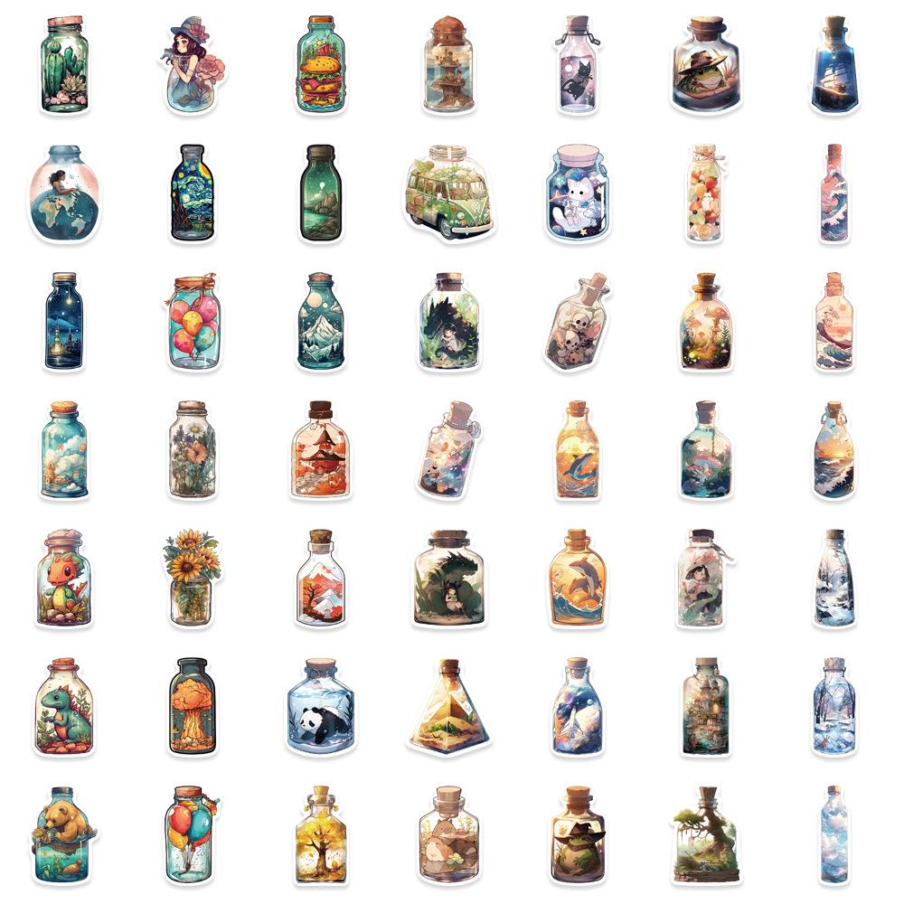 100PCS Bottle Big World Cartoon Stickers Luggage Skateboards Cute DIY Phone Cases Stationery Graffiti Stickers