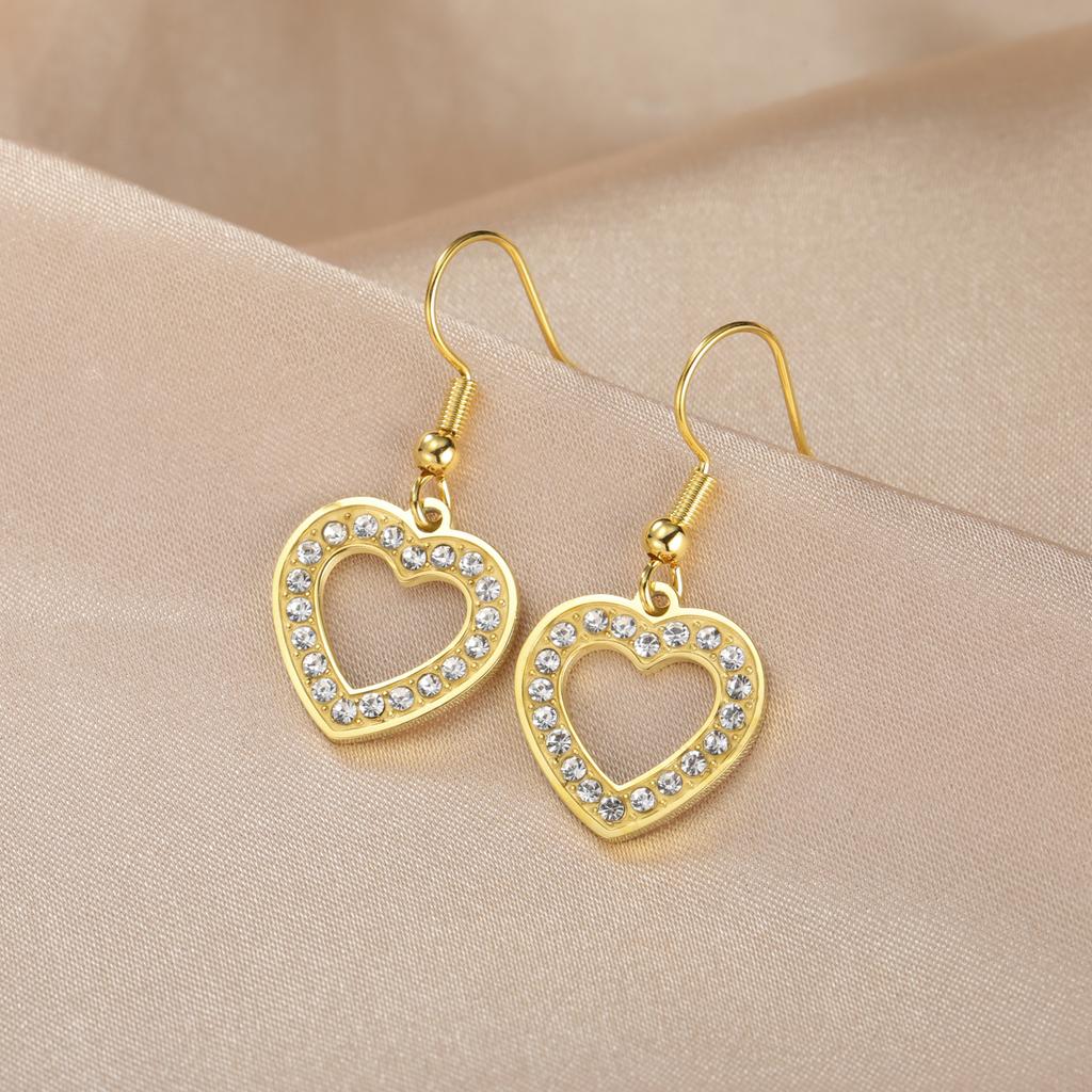 Stainless Steel Clear Zircon Heart Women's Earrings Drop Dangle Earrings Jewelry 2026 Trend Mother's Day Gift Wholesale