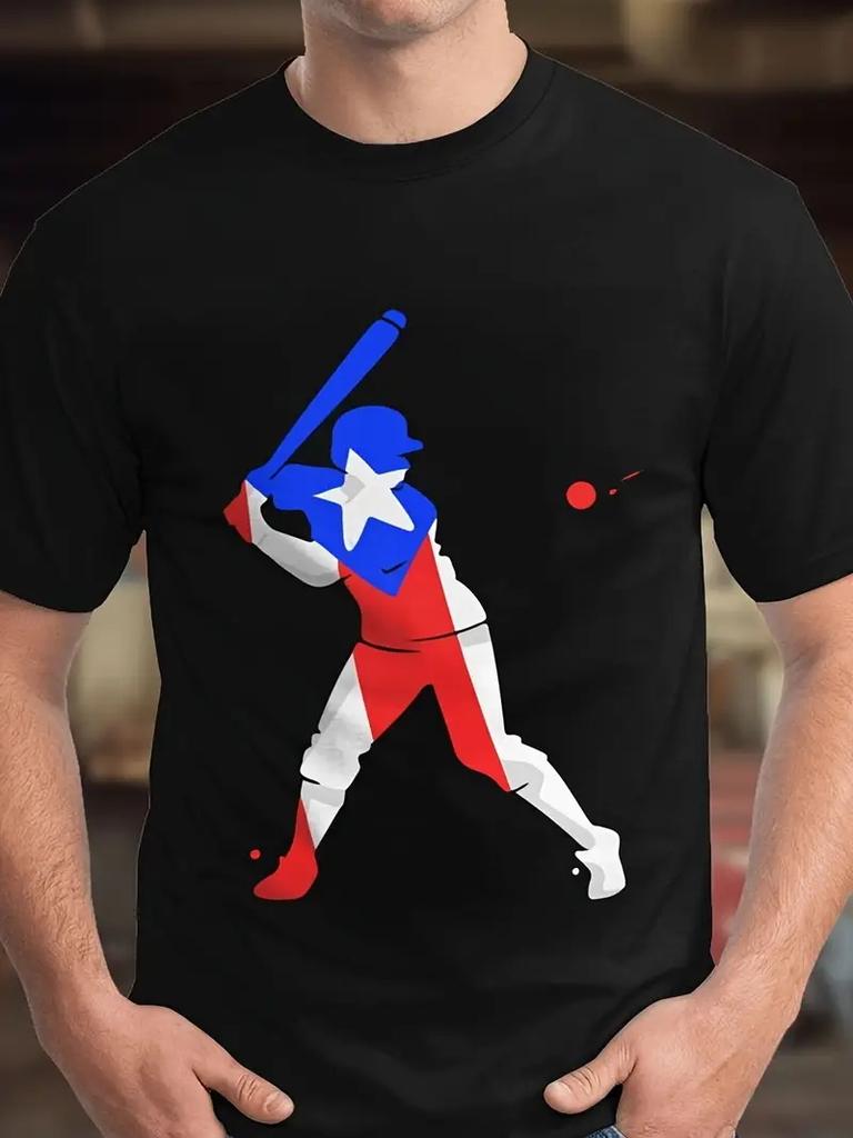Męskie Koszulki Baseballowe Puerto Rico Nadruk 3D Casualowe Krótki Rękaw Okrągły Dekolt T-shirt Top Letnia Moda Oversize T-shirt Dla Mężczyzn