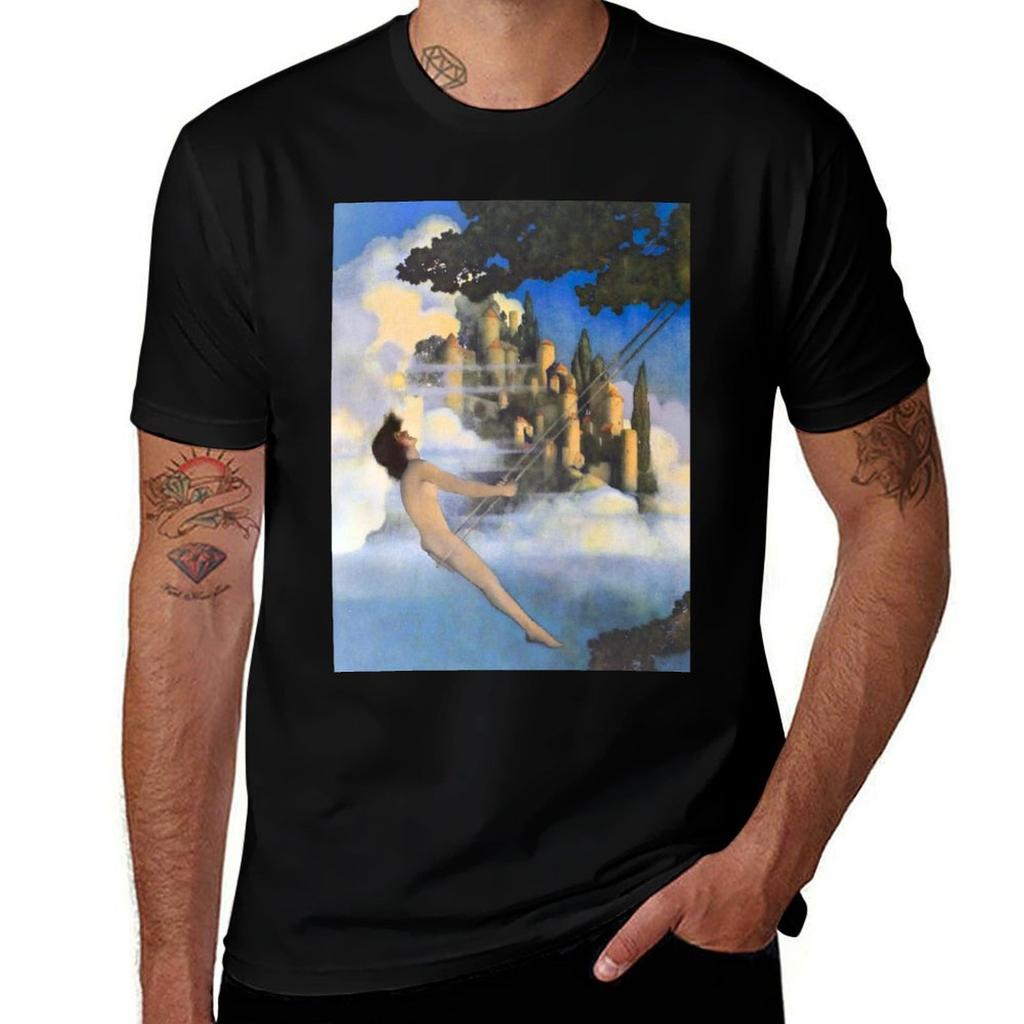 Dinky Bird Maxfield Parrish Midcentury Art Deconouveau Illustration Tshirt Running Gym Short Sleeve Sports Tee